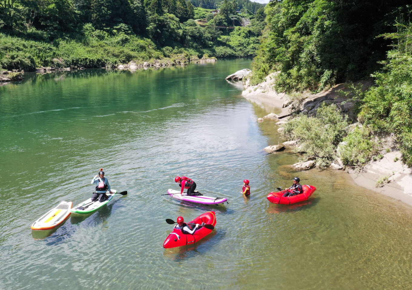 高知 吉野川 アクティビティ SUP パックラフト ラフティング　1日コース
