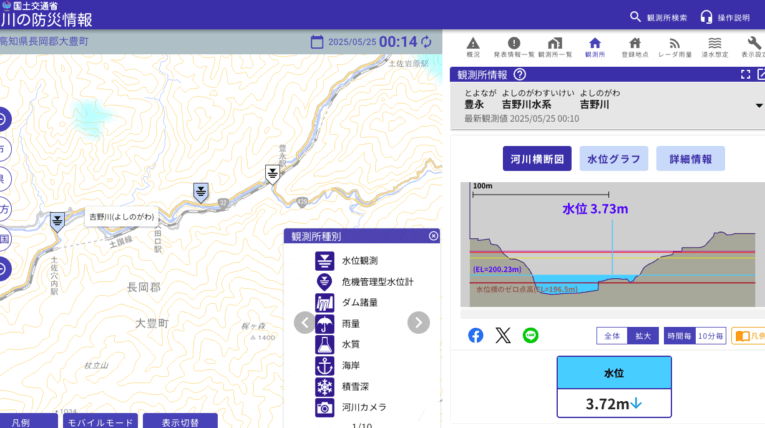 吉野川　ダム放水