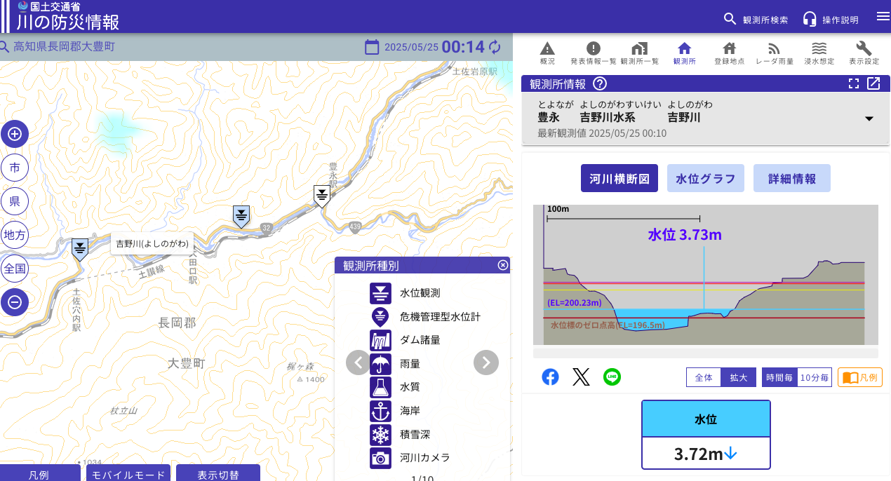 吉野川　ダム放水