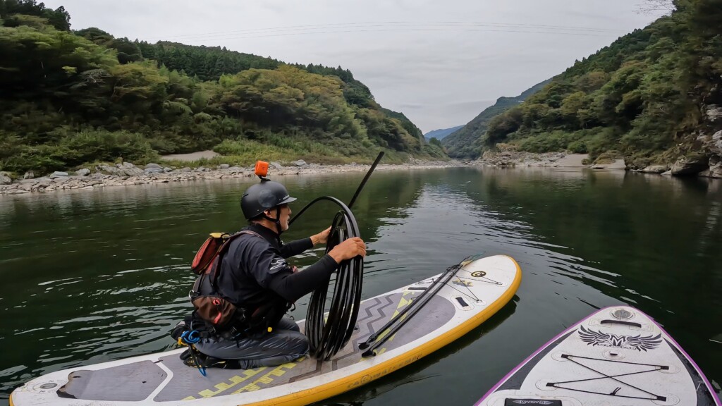 高知 吉野川 アクティビティ SUP パックラフト　ラフティング　シャワークライミング
